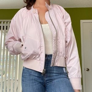 Free People Light Pink Bomber Jacket